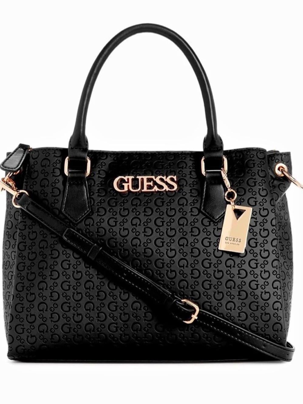 GUESS Destiny Status Satchel Tote Bag Black NWT
